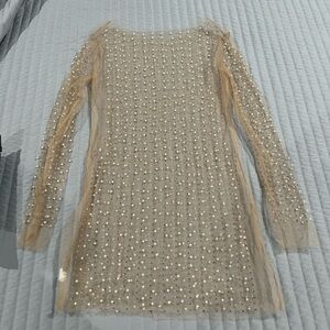 Pearl Embellished Sheer Dress